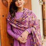PURPLE JAIPUR KURTA WITH GARARA AND PURE CHANDERI ODHANI SET OF THREE