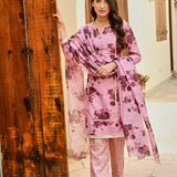 PINK NURA CHANDERI KURTA , STRAIGHT GOTA PANTS AND ODHANI SET OF THREE