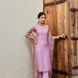 TISSUE MIRA KAFTAN WITH COTTON SLIP AND PANTS