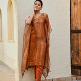 TISSUE MIRA KAFTAN WITH COTTON SLIP AND PANTS