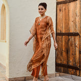 TISSUE MIRA KAFTAN WITH COTTON SLIP AND PANTS