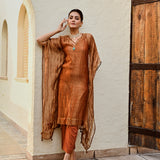 TISSUE MIRA KAFTAN WITH COTTON SLIP AND PANTS