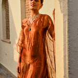 TISSUE MIRA KAFTAN WITH COTTON SLIP AND PANTS