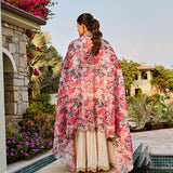 IVORY DISHA LEHENGA SET WITH MULTI FLORAL CHANDERI ODHANI