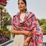IVORY DISHA LEHENGA SET WITH MULTI FLORAL CHANDERI ODHANI