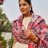 IVORY DISHA LEHENGA SET WITH MULTI FLORAL CHANDERI ODHANI
