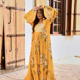 MUSTARD IFAT CAPE AND MAXI DRESS SET