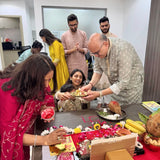 MASOOM MINAWALA | ADIVA GREY CHANDHERI KURTA, FLARED PANTS & ODHANI SET OF THREE