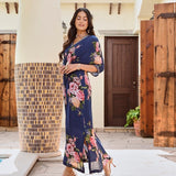 NAVY FLORAL MASHA KAFTAN DRESS