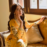 MUSTARD SHIKHA V NECK KURTA AND STRAIGHT PANTS SET OF TWO