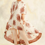 BEIGE BLOCK PRINT MIHIKA TOP AND TULIP PANTS SET OF TWO
