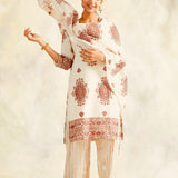 BEIGE NURA KURTA, PANTS AND STOLE - SET OF THREE
