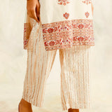 BEIGE NURA KURTA, PANTS AND STOLE - SET OF THREE
