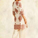 BEIGE NURA KURTA, PANTS AND STOLE - SET OF THREE
