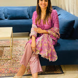 TWINKLE KHANNA | PURPLE GAURI KURTA WITH PANTS AND ODHANI SET