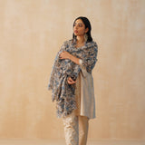 Blue Floral Silk Chandheri Odhani