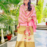 DIVYA KAPOOR |BLUSH PINK ADIVA CHANDHERI KURTA, SHARARA & ODHANI I SET OF THREE