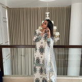 ROSE KUNDU | IVORY AND BLUE JANVI KURTA, ODHANI & PANTS SET OF THREE