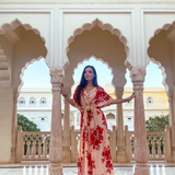 SAKSHI MEHRA I BEIGE & RED FLORAL MASHA KAFTAN