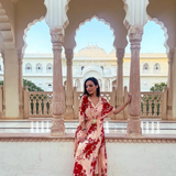 SAKSHI MEHRA I BEIGE & RED FLORAL MASHA KAFTAN