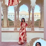 SAKSHI MEHRA I BEIGE & RED FLORAL MASHA KAFTAN