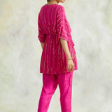 FUCSHIA KUHU KAFTAN WITH TROUSERS - SET OF 2