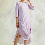LILAC COTTON LUREX ZIVA COWL DRESS
