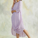 LILAC COTTON LUREX ZIVA COWL DRESS