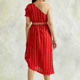 SABA ONE SHOULDER DRESS WITH BELT SET OF TWO