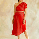 SABA ONE SHOULDER DRESS WITH BELT SET OF TWO
