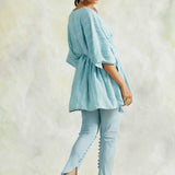 BLUE KUHU KAFTAN WITH TROUSERS - SET OF 2