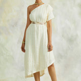 SABA ONE SHOULDER DRESS WITH BELT SET OF TWO