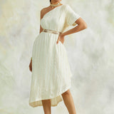 SABA ONE SHOULDER DRESS WITH BELT SET OF TWO