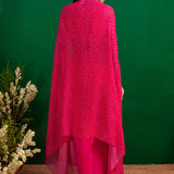 FUSCHIA BANDHANI RUMI CAPE AND DRESS SET