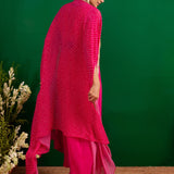FUSCHIA BANDHANI RUMI CAPE AND DRESS SET
