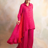 WATERMELON PINK BANDHANI RIA COORD SET