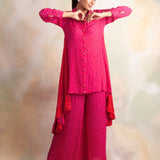 WATERMELON PINK BANDHANI RIA COORD SET