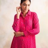 WATERMELON PINK BANDHANI RIA COORD SET