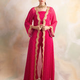 FUSCHIA NAAZ JACKET WITH CROP TOP AND PANTS SET