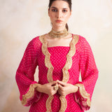 FUSCHIA NAAZ JACKET WITH CROP TOP AND PANTS SET