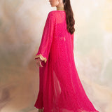 FUSCHIA NAAZ JACKET WITH CROP TOP AND PANTS SET