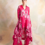FUCSHIA PINK FLORAL RIA SHIRT & PANTS COORD SET