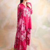 FUCSHIA PINK FLORAL RIA SHIRT & PANTS COORD SET