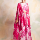 ZEEBA FUSCHIA PINK CAPE WITH CROP TOP AND PANTS
