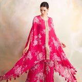 FUSCHIA PINK KAI CAPE AND PANTS SET OF TWO