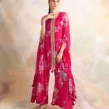 FUSCHIA PINK KAI CAPE AND PANTS SET OF TWO