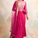 FUSCHIA KAYA ANARKALI KURTA AND ODHANI SET OF TWO