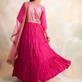 FUSCHIA KAYA ANARKALI KURTA AND ODHANI SET OF TWO
