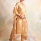 GOLD TISSUE MIRA KAFTAN KURTA AND PANTS SET
