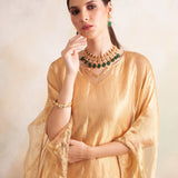 GOLD TISSUE MIRA KAFTAN KURTA AND PANTS SET